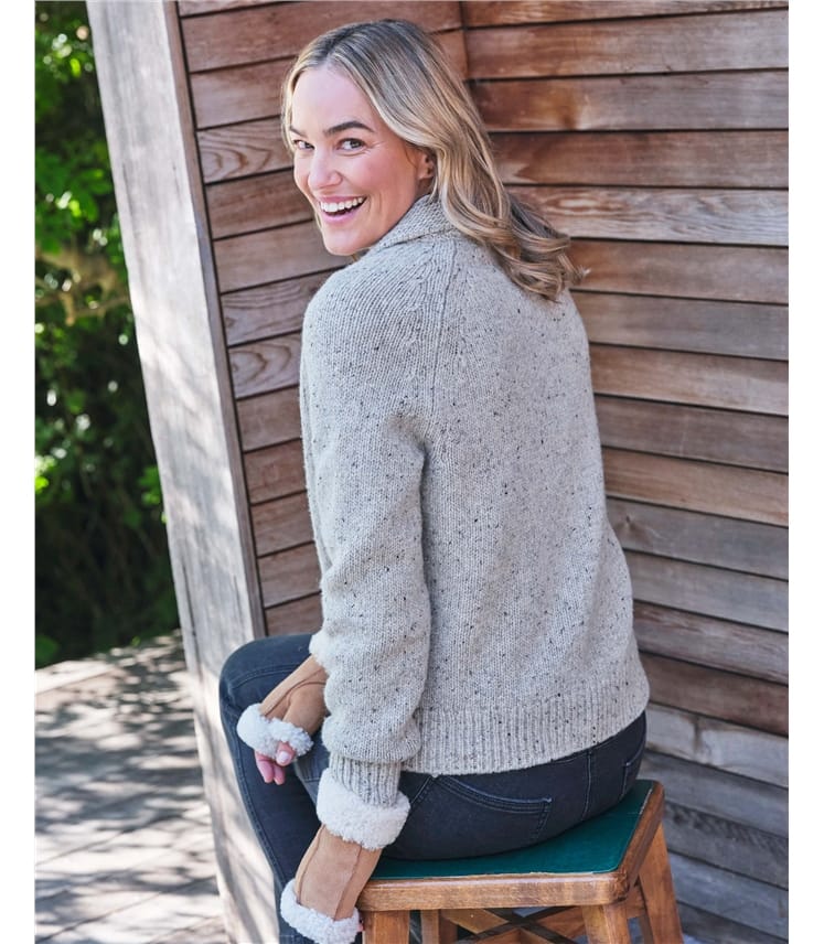 Nep Wool Collared Cardigan