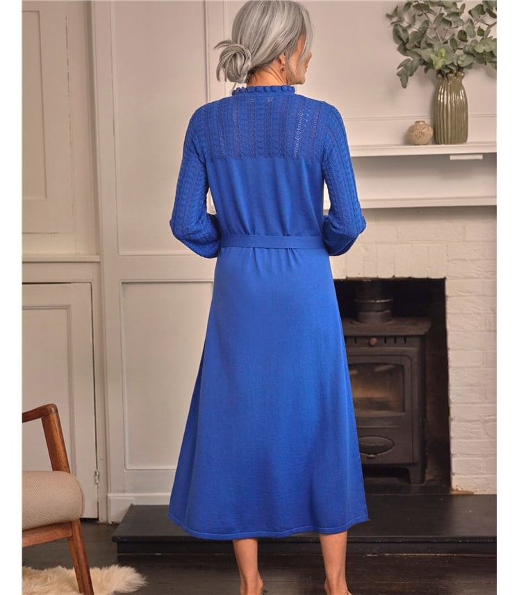 Frill Neck And Pointelle Dress
