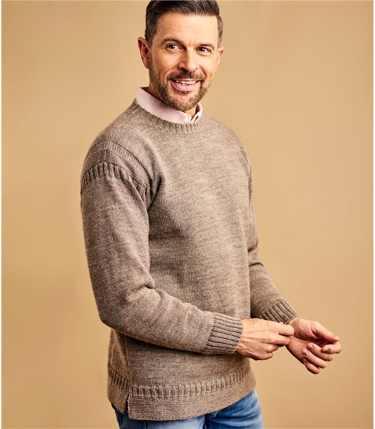 Vole Marl Pure Wool | Mens Pure Wool Guernsey Sweater