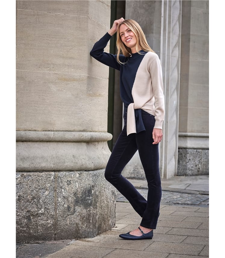 Cotton Blend Tie Sweater