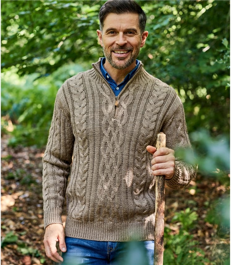 Цвет: Полевка 100% Овечья шерсть | Мужской свитер крупной вязки из ...