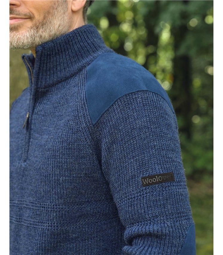 Hillwalker-Pullover mit kurzem Reißverschluss aus reiner Wolle für Herren