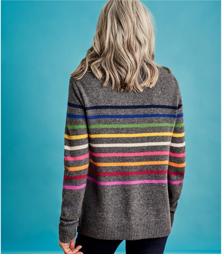 Pullover aus Merino-Lammwolle mit Streifen für Damen