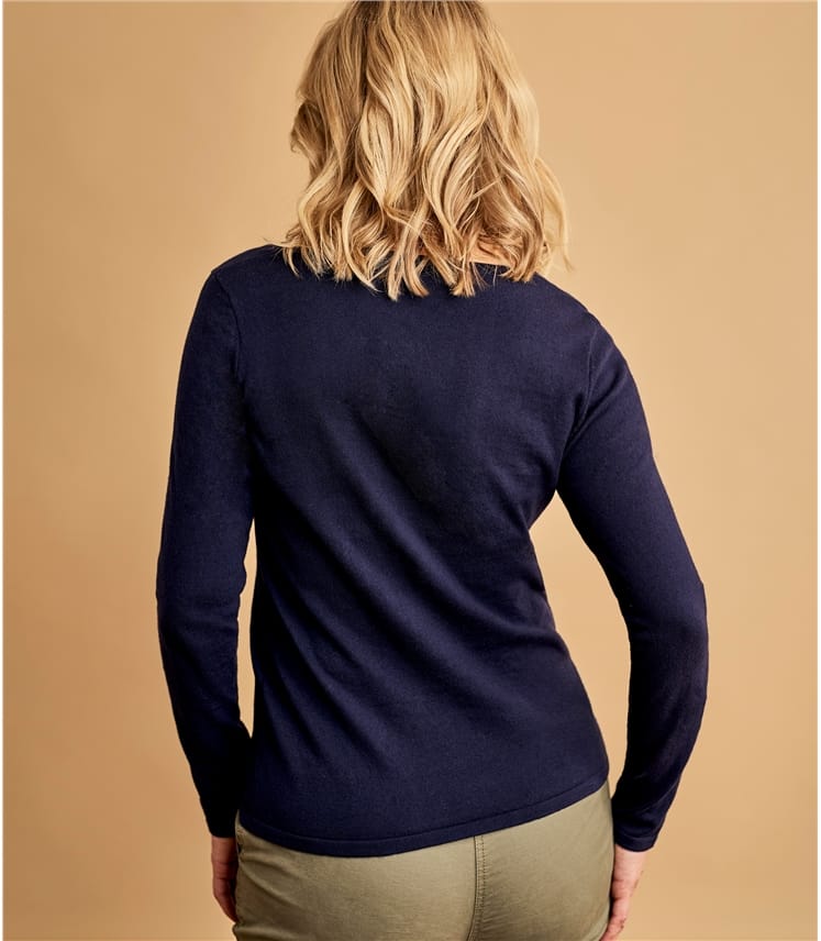 Navy Womens Wool Blend Long Sleeve Scoop Neck Woolovers Uk