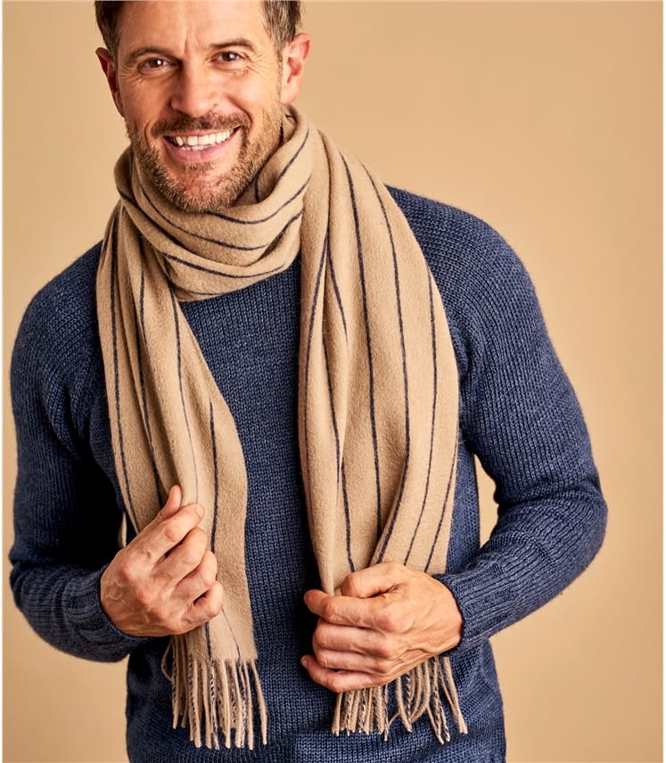 navy and tan scarf