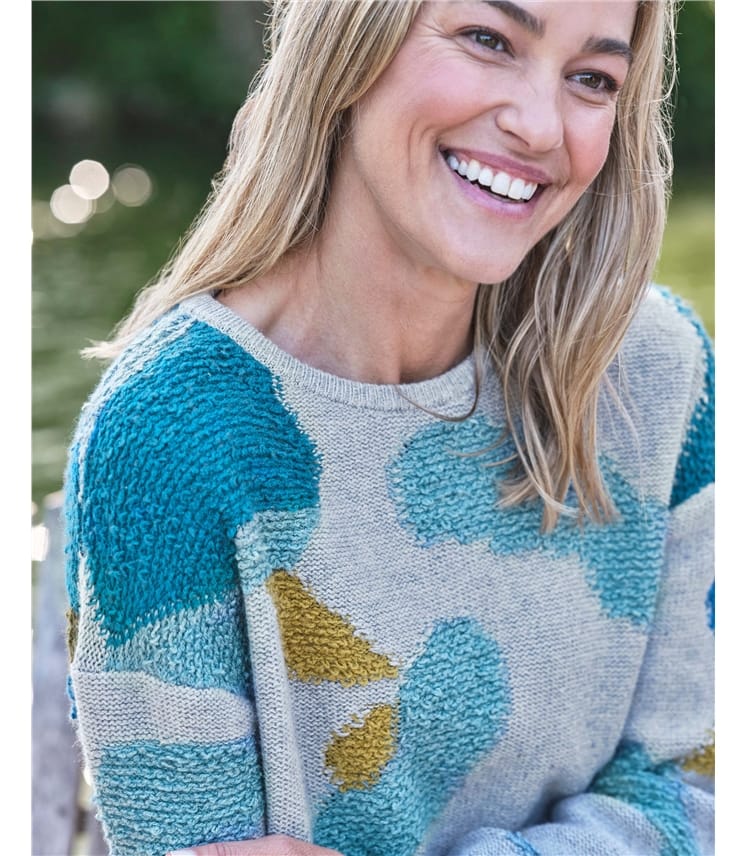 Womens Textured Abstract Jumper