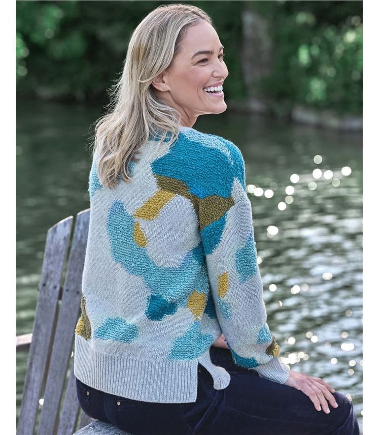 Womens Textured Abstract Jumper