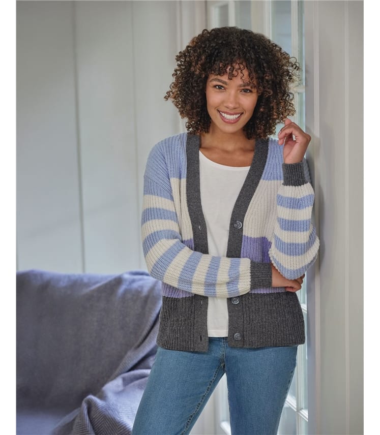 Colour Block and Stripe Cardigan
