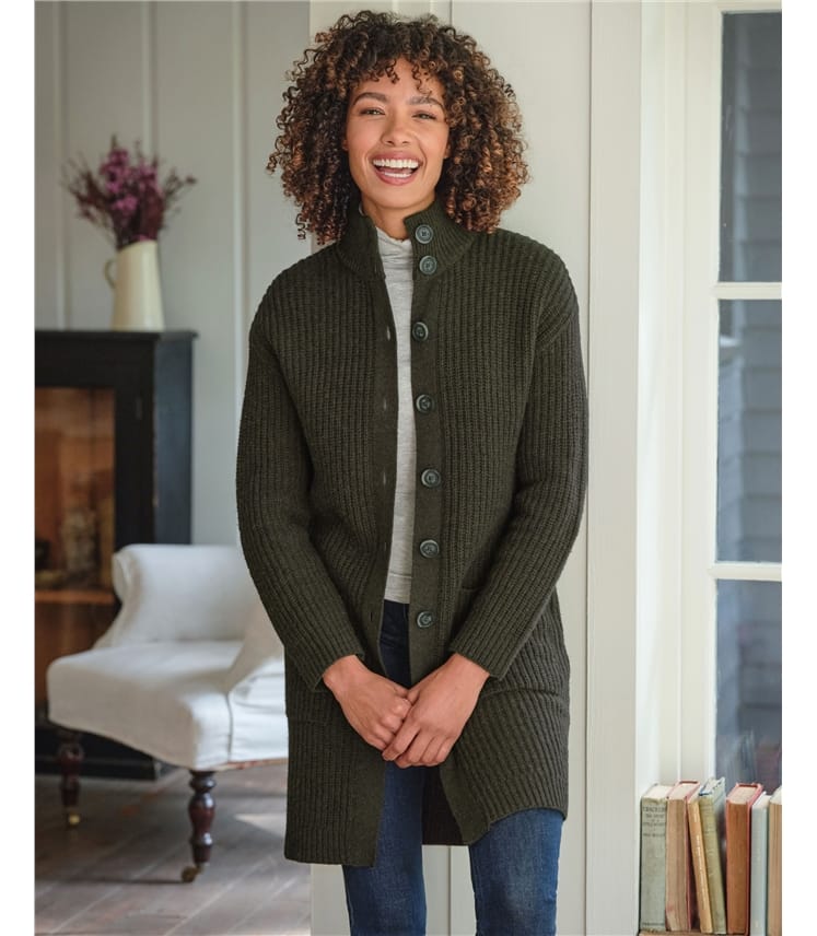 Longline Button Neck Cardigan