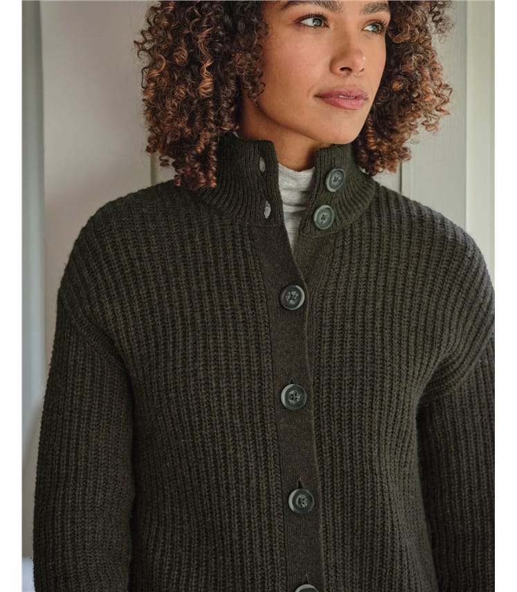 Longline Button Neck Cardigan