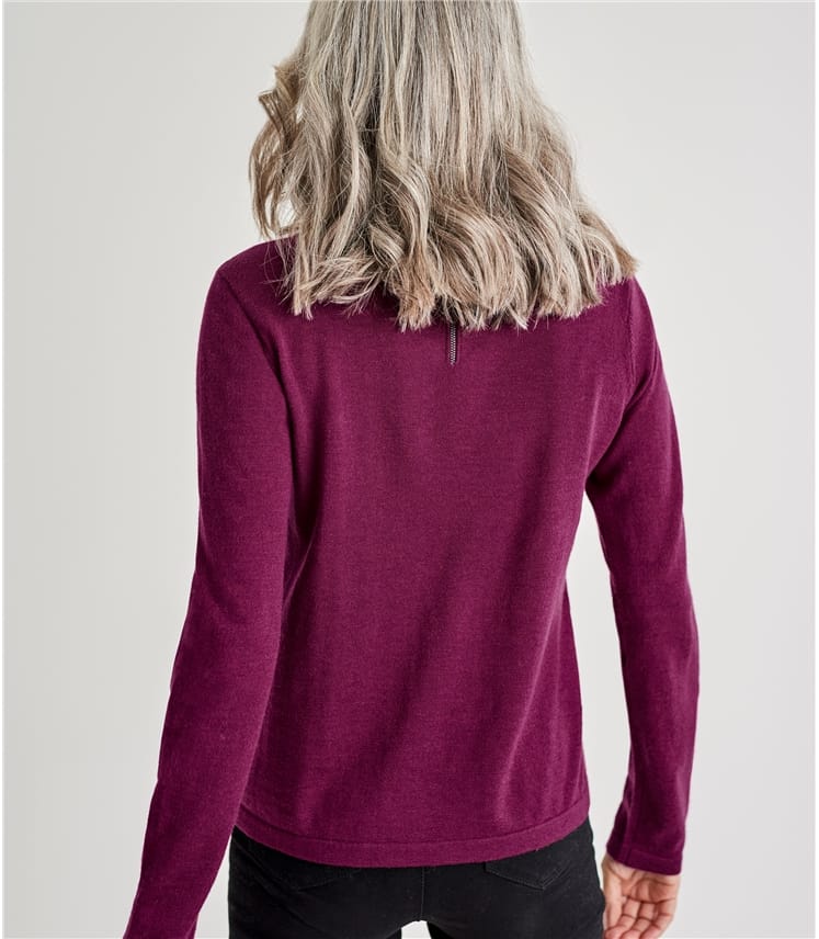 Cyclamen | Womens Merino Pearl Neck Jumper | WoolOvers UK