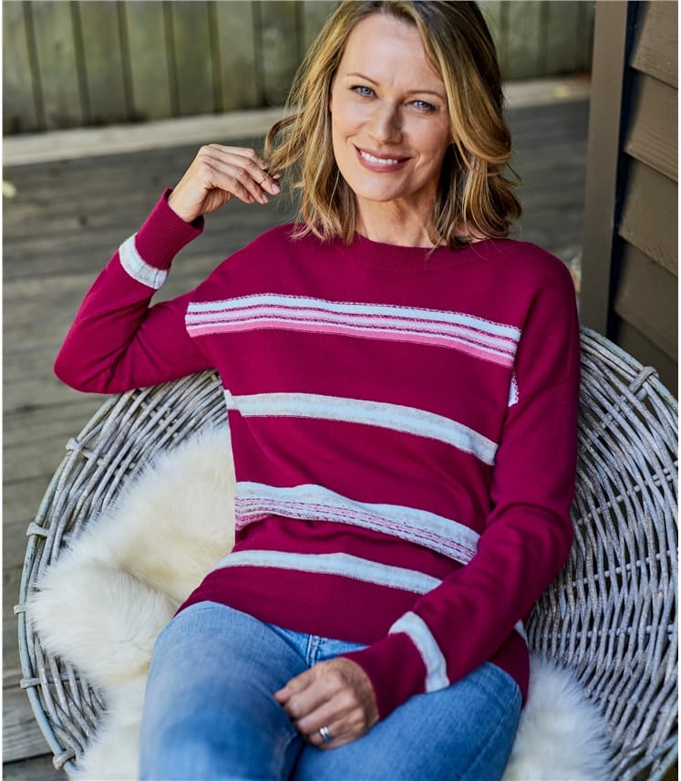 Womens Merino Textured Stripe Jumper