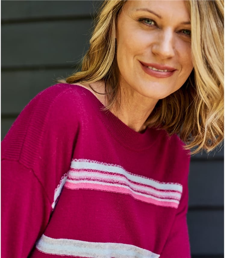 Womens Merino Textured Stripe Jumper