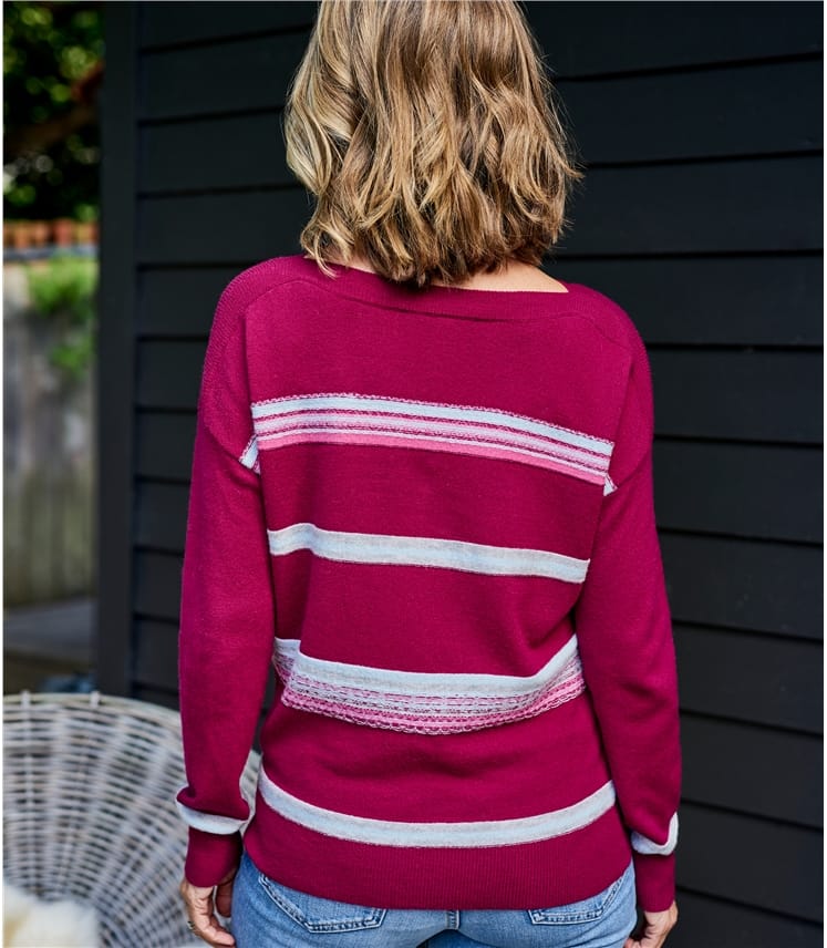 Womens Merino Textured Stripe Jumper