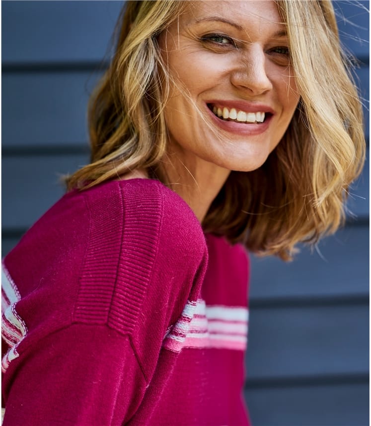 Womens Merino Textured Stripe Jumper