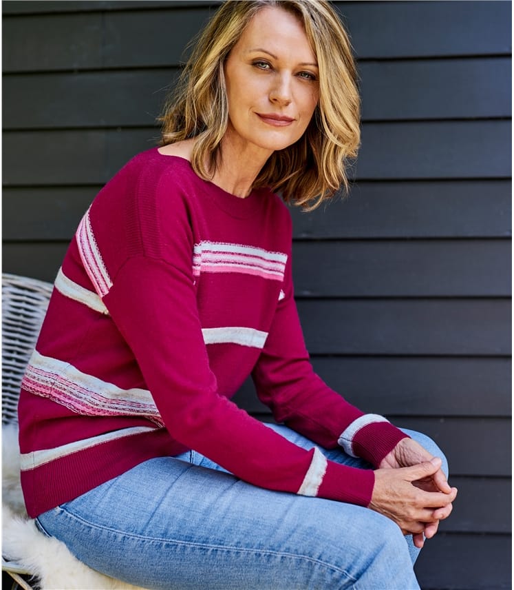 Womens Merino Textured Stripe Jumper