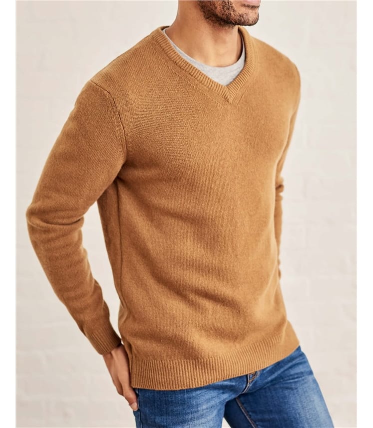 Mens Lambswool V Neck Jumper