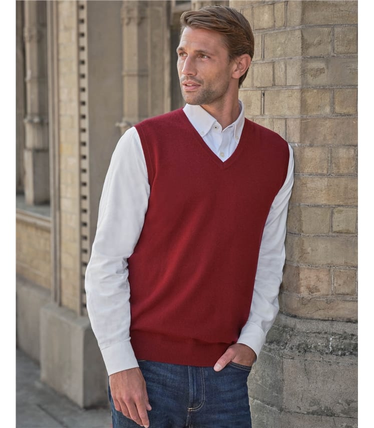 Berry Red | Mens Cashmere Vest | WoolOvers US