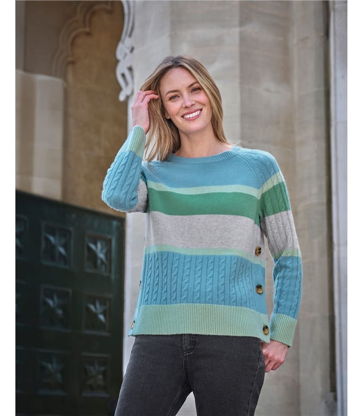 Cashmere Blend Wide Stripe Sweater