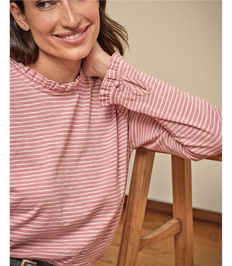 Ruffle Neck Jersey Top