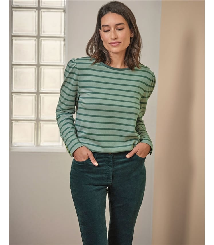 Myles Top in Sage Stripe
