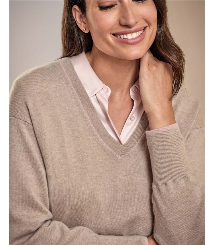 Cashmere Blend Boyfriend V Neck Sweater