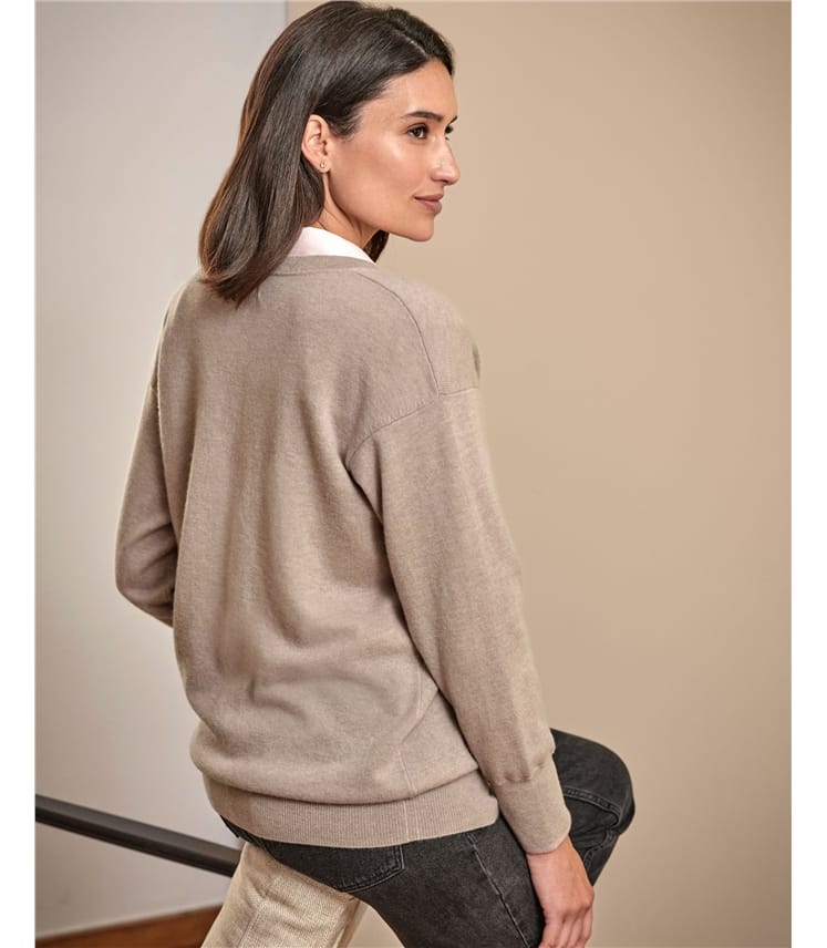Cashmere Blend Boyfriend V Neck Sweater
