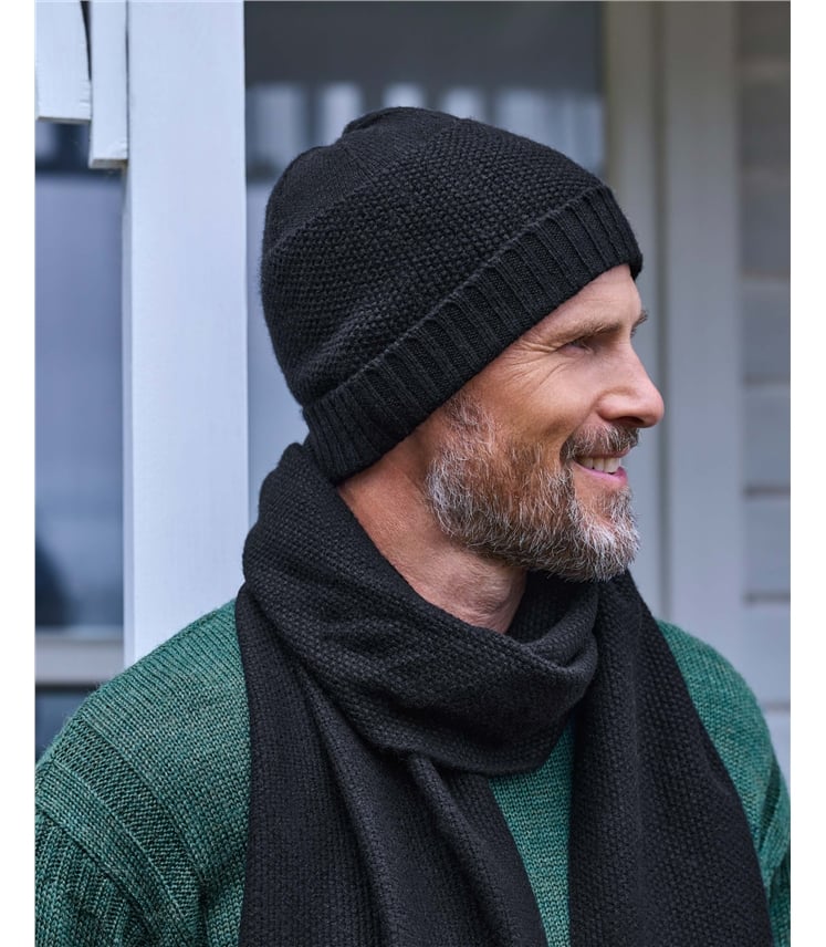Mens Essential Lambswool Beanie Hat