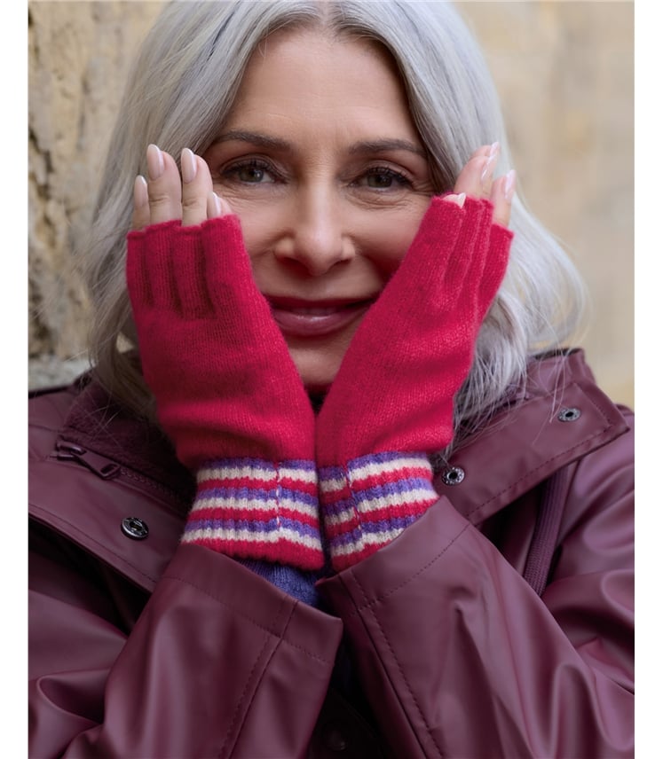 Fingerlose Handschuhe aus Lammwolle für Damen