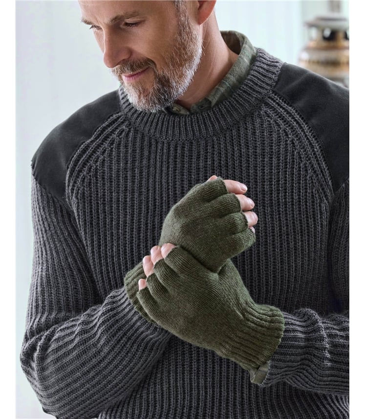 Mens Essential Lambswool Fingerless Glove