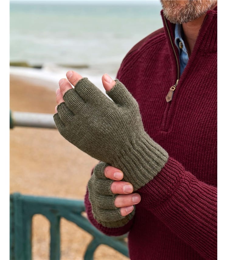 Mens Essential Lambswool Fingerless Glove
