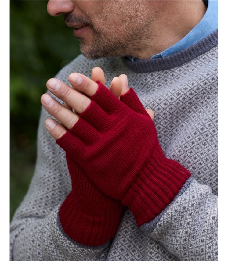 Mens Essential Lambswool Fingerless Glove
