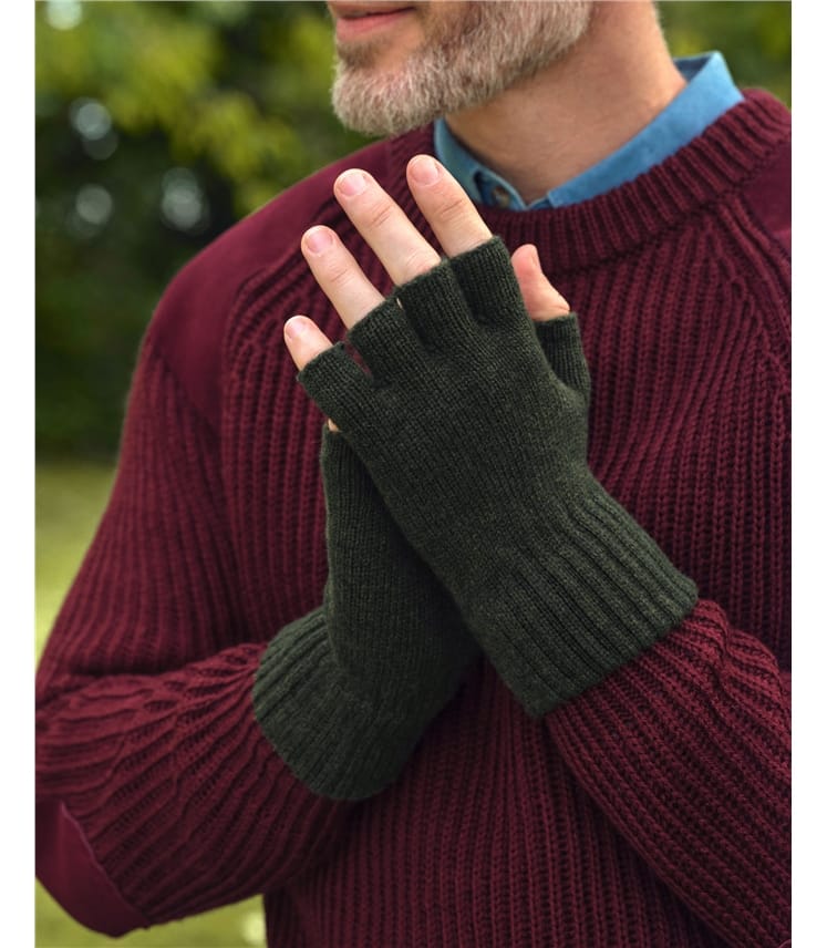 Gants à doigts ouverts en laine d'agneau pour homme