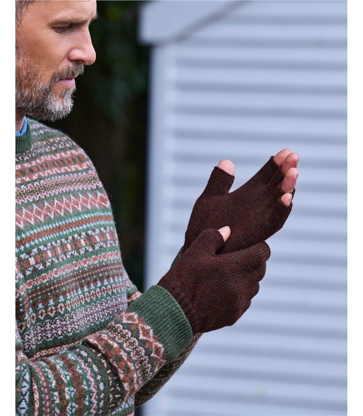 Mens Essential Lambswool Fingerless Glove