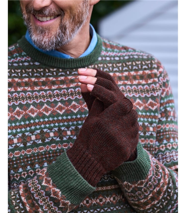 Mens Essential Lambswool Fingerless Glove