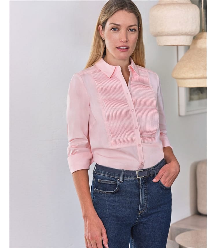Pleat Front Cotton Shirt