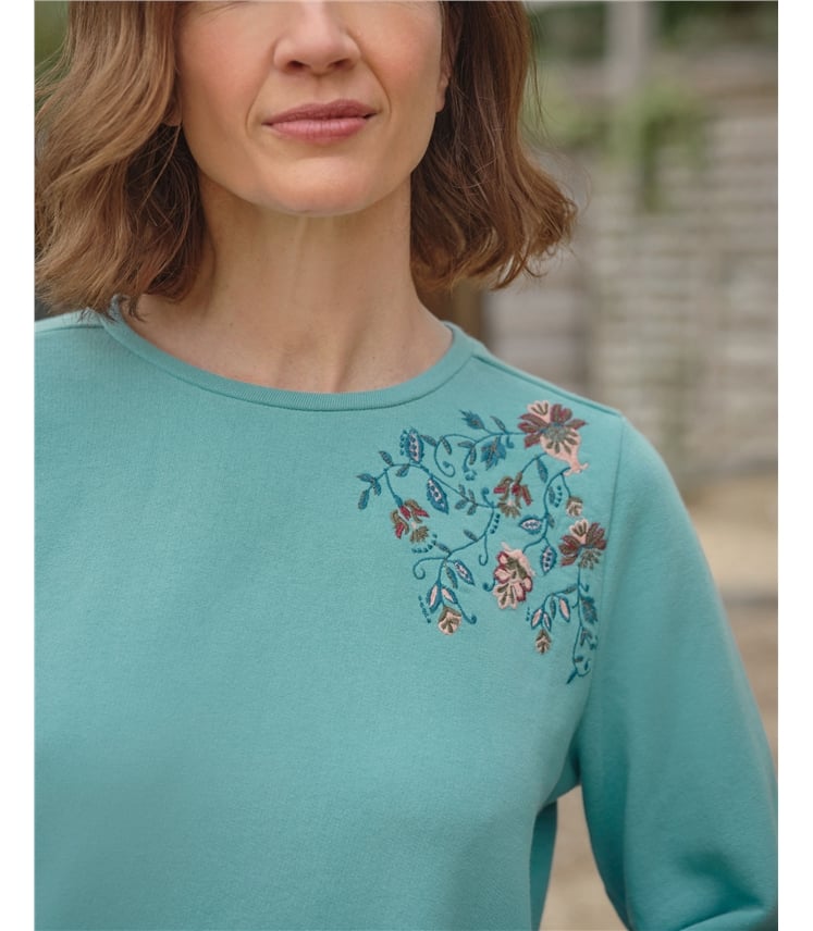 Sweatshirt à fleurs brodées