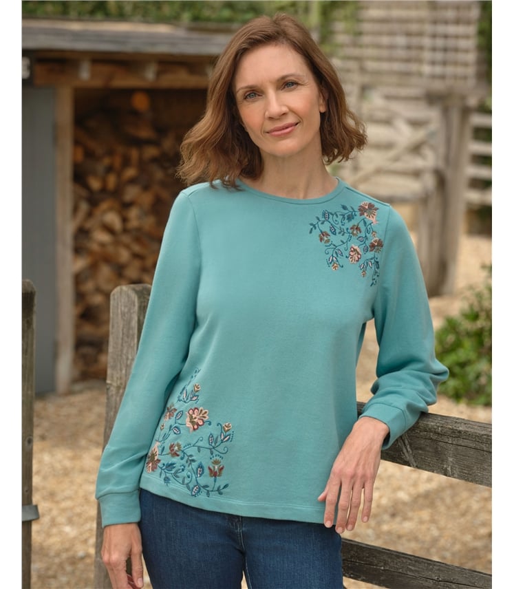 Sweatshirt à fleurs brodées