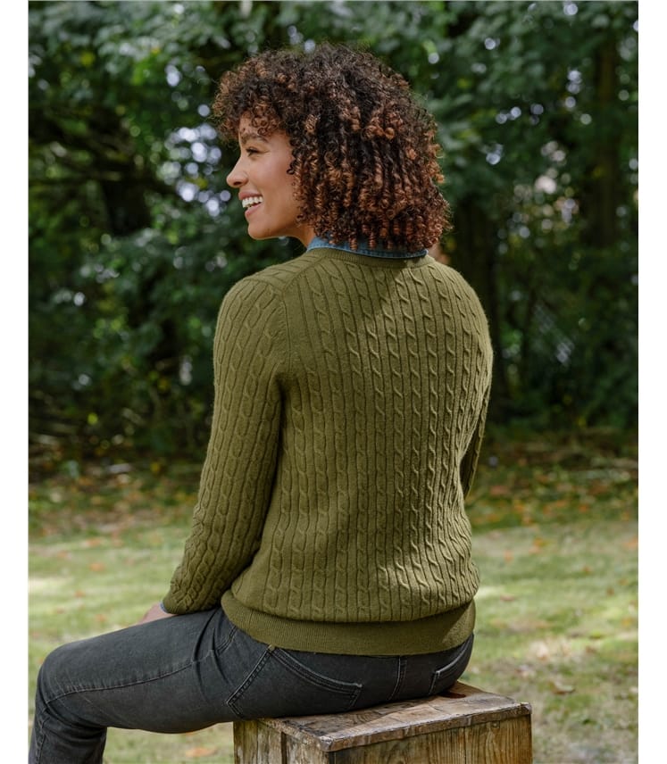 Cashmere Merino Cable Crew Neck Jumper