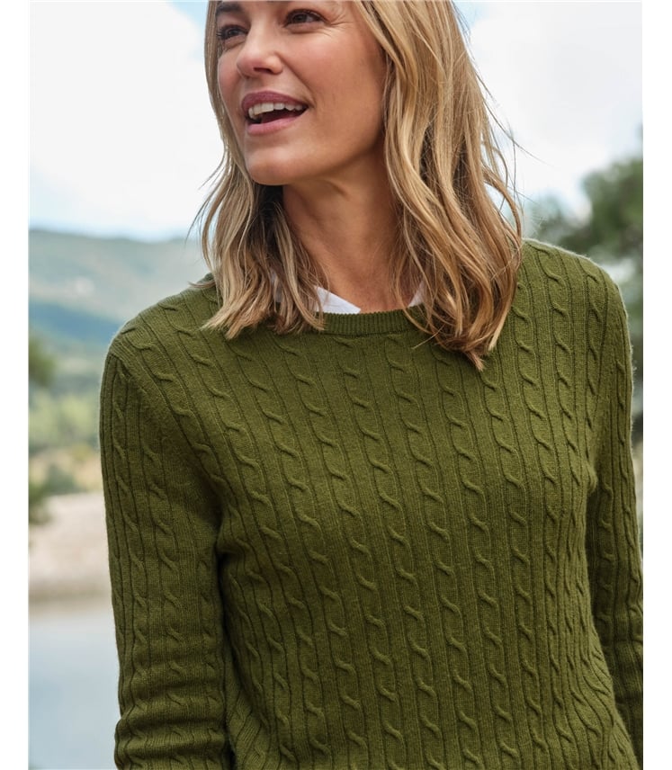 Pull torsadé à col rond - Femme - Cachemire & Mérinos