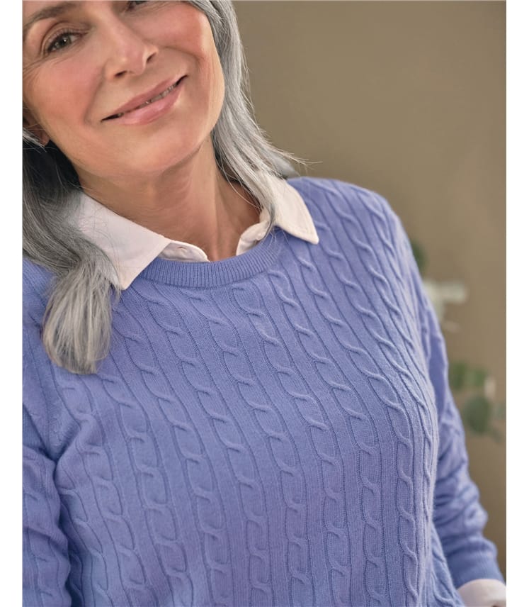 Cashmere Merino Cable Crew Neck Jumper