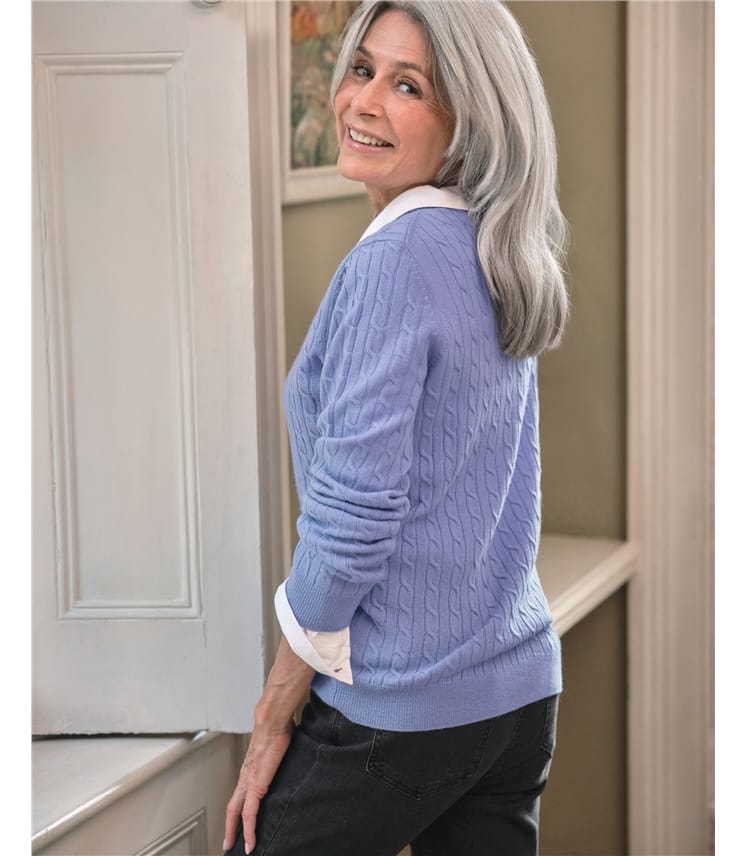 Cashmere Merino Cable Crew Neck Jumper
