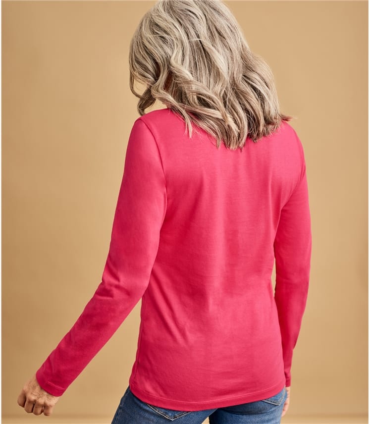 Fuchsia Womens Long Sleeve Scoop Neck Top Woolovers Uk