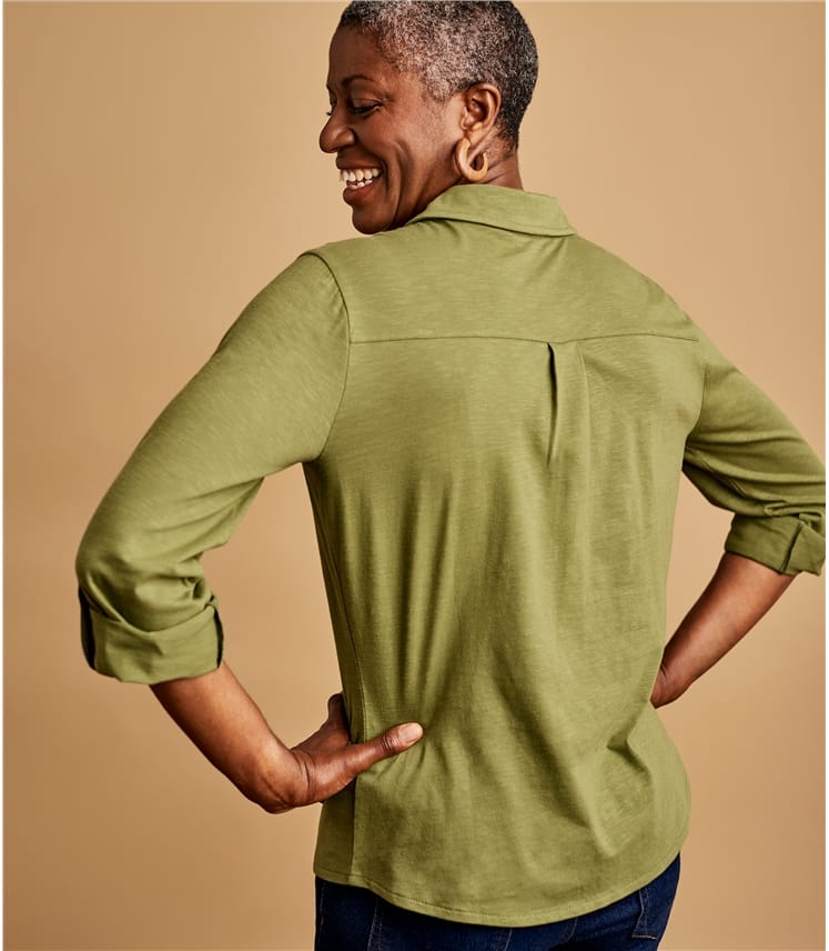 Sweet Pea Green Womens Jersey Shirt WoolOvers UK