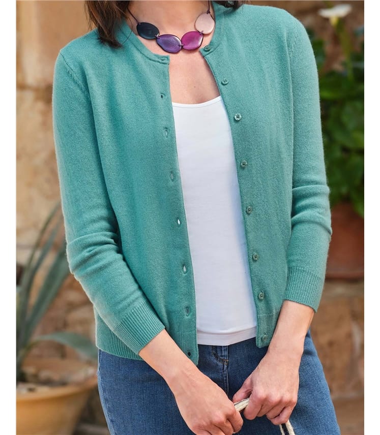 Cardigan classique à col rond - Femme - Cachemire & Mérinos