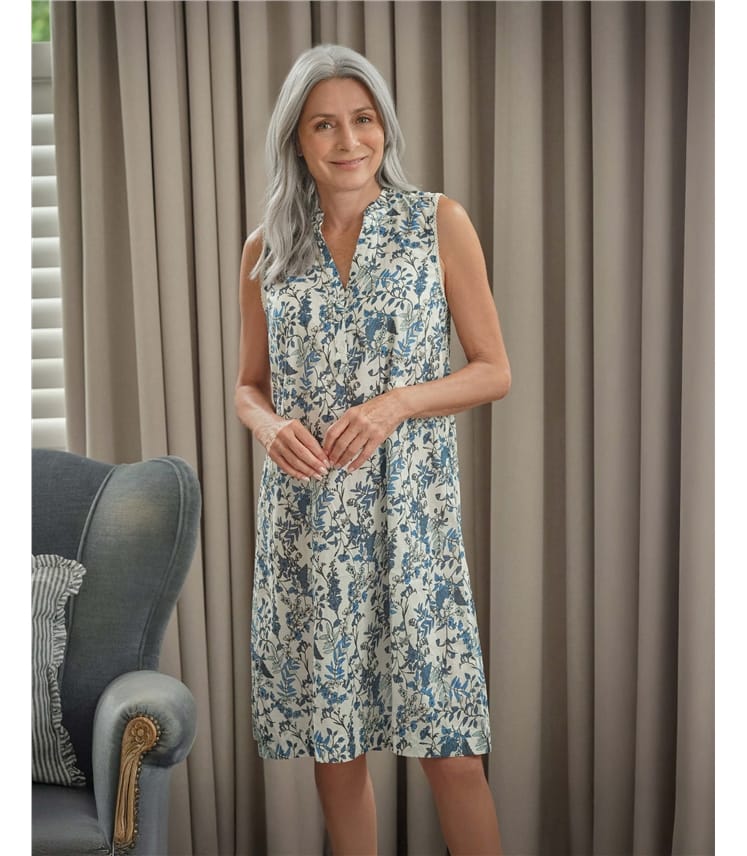 Lightweight Sleeveless Frill Collar Nightie