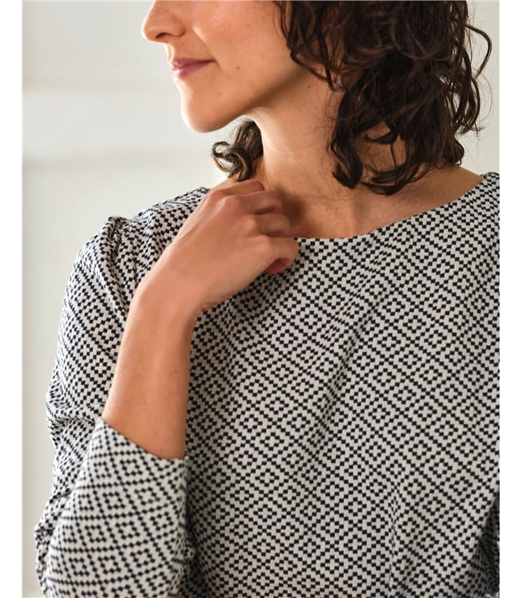 Jacquard Long Sleeve Top