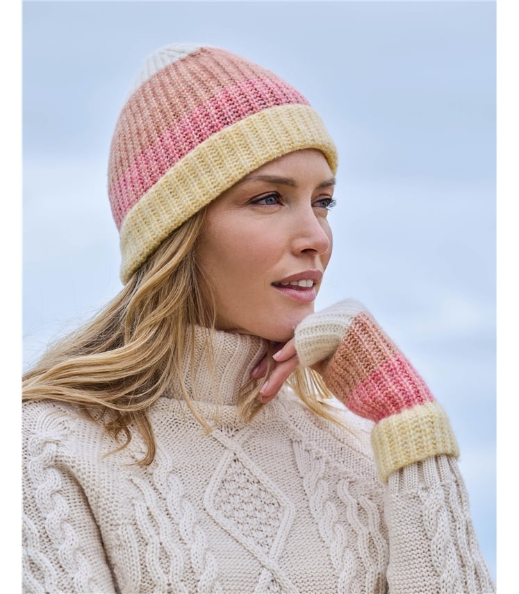 Fluffy Colourblock Stripe Hat