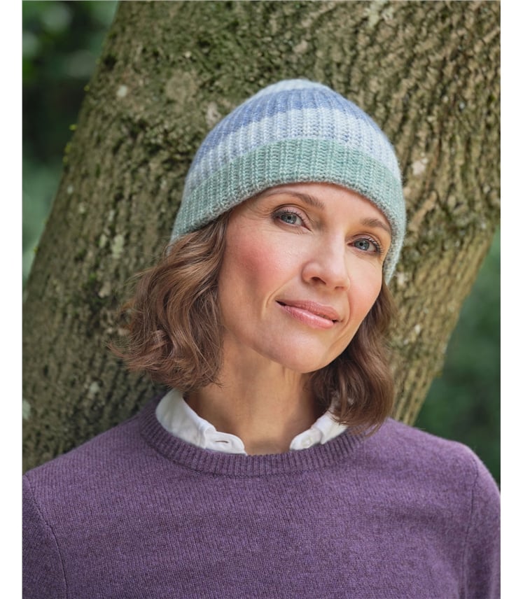Fluffy Colourblock Stripe Hat