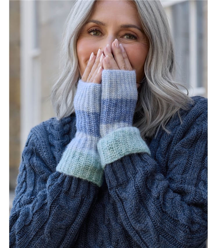 Fluffy Colourblock Stripe Wristwarmer